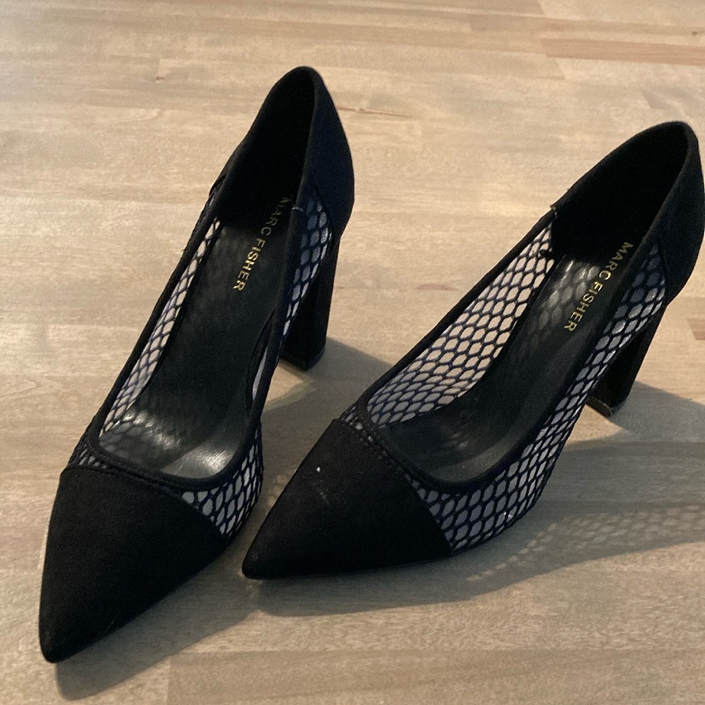 Marc Fisher Black Mesh Heels